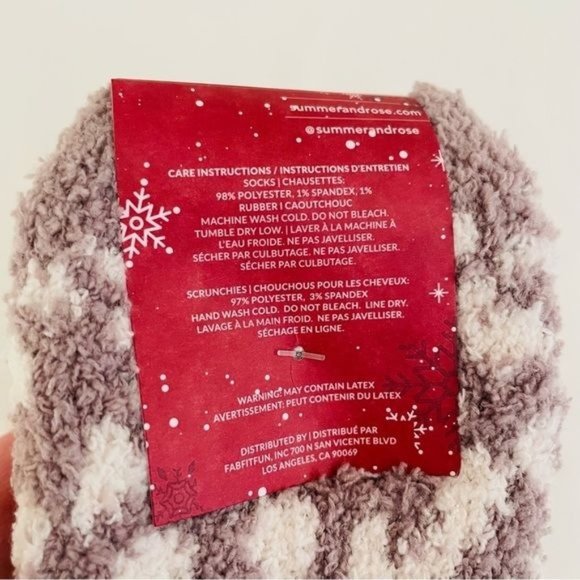 Summer and Rose Scrunchie Fuzzy Sock Duo Featuring Animal Print Pattern New - Picture 7 of 9